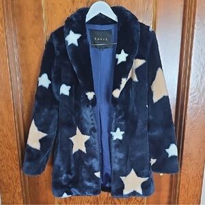 Eaves Star Pattern Faux Fur Coat